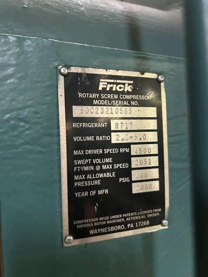 Frick RWF-II-270B Rotary Screw Compressor Package (Frick SGC2321, 201 HP 460 V)