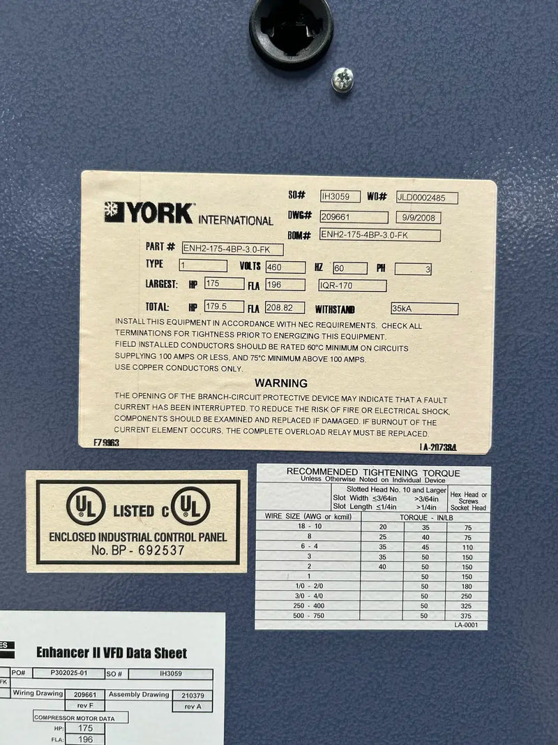 Ram Industries Screw Compressor Motor Starter (175 HP, 460 Volts, 60 Hz)