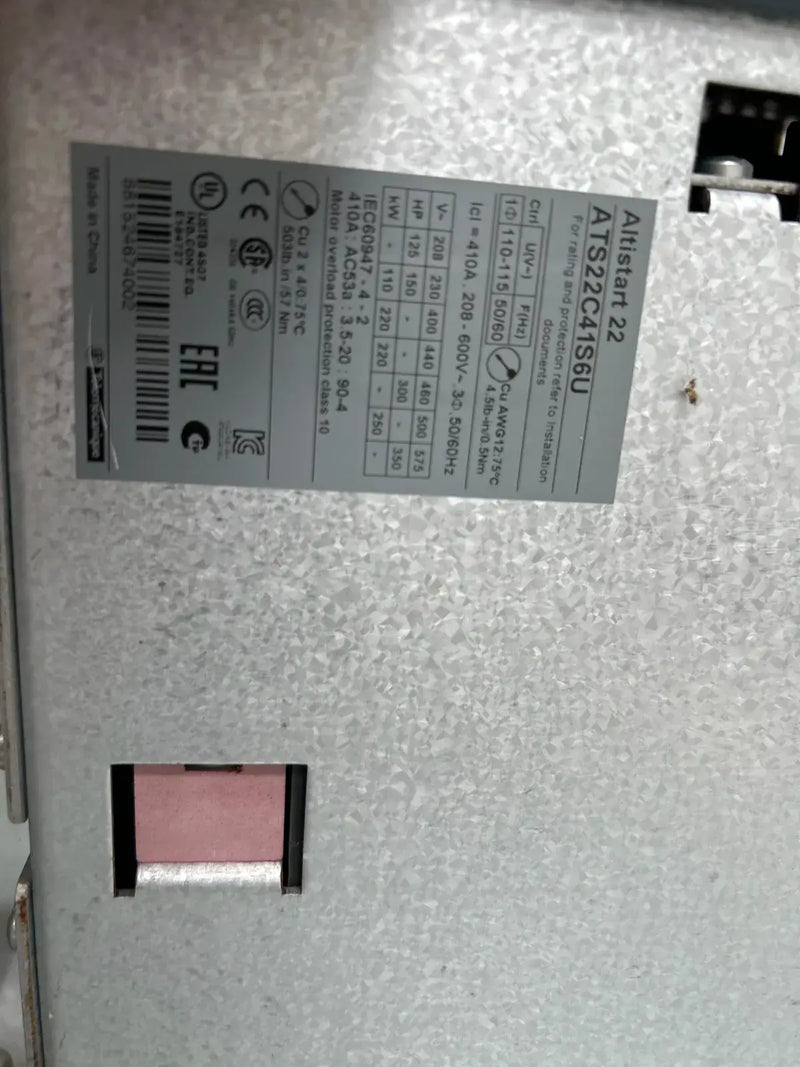 Arrancador de motor de compresor de tornillo de estado sólido Schneider Electric (250 HP, 460 voltios, 60 Hz)
