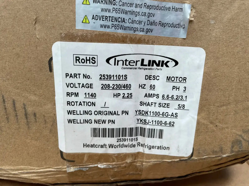 Heatcraft Refrigeration 25391101S Condenser Fan Motor (2.25 HP, 1140 RPM, 230/460 V)