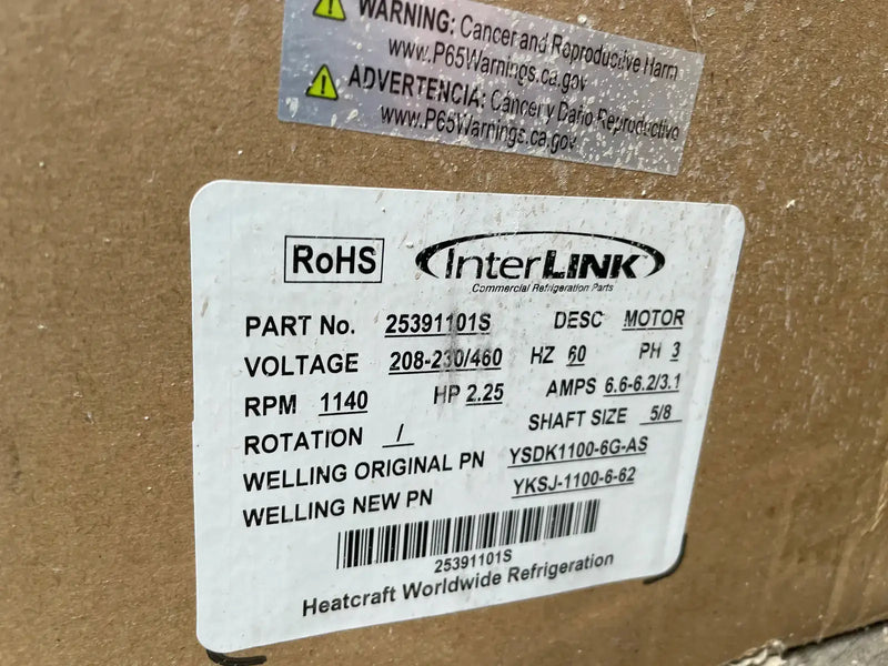 Heatcraft Refrigeration 25391101S Condenser Fan Motor (2.25 HP, 1,140 RPM, 230/460 V)