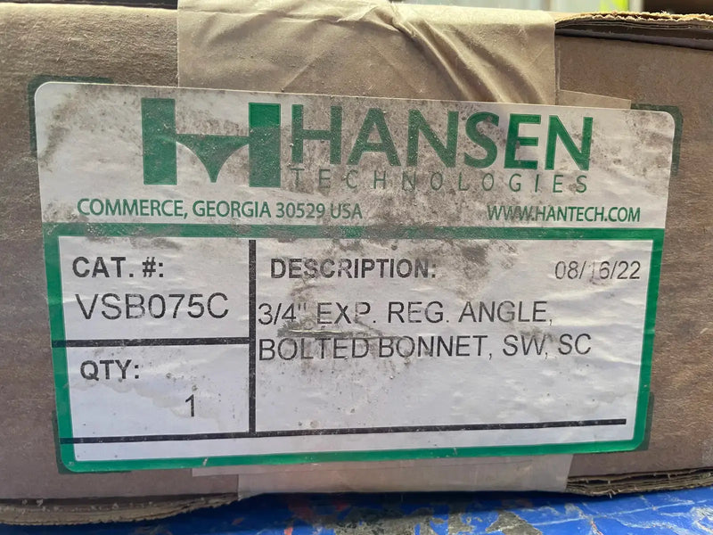 Hansen Technologies VSB075C Angle Shutoff Valve (3/4" SW)