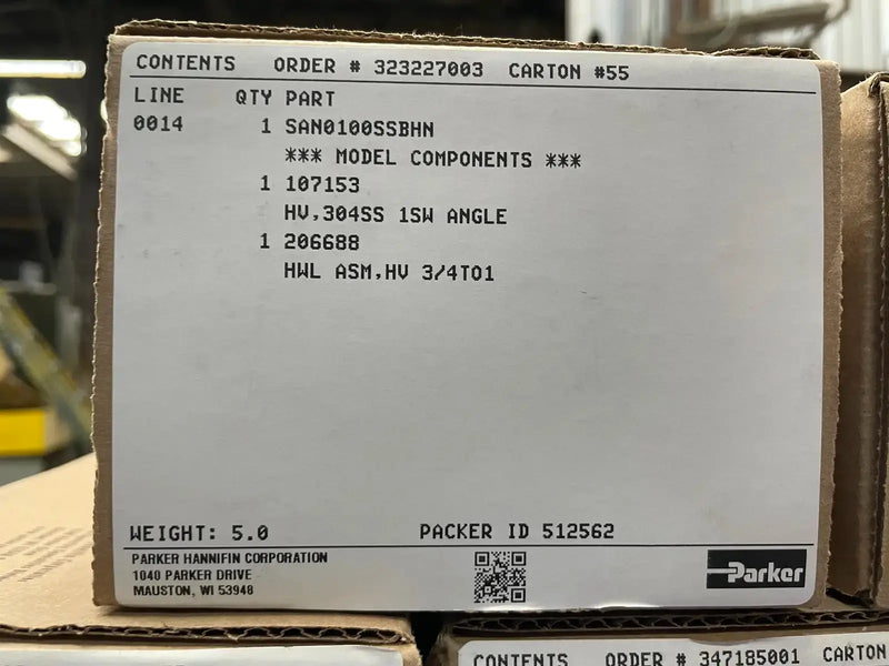 Parker RS 1SW Angle Shutoff Valve (1" SW)