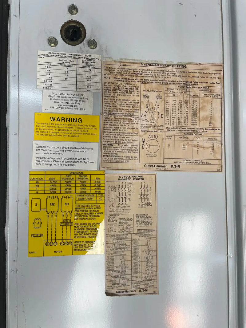 Ram Industries Screw Compressor Motor Starter (250 HP, 460 Volts, 60 Hz)