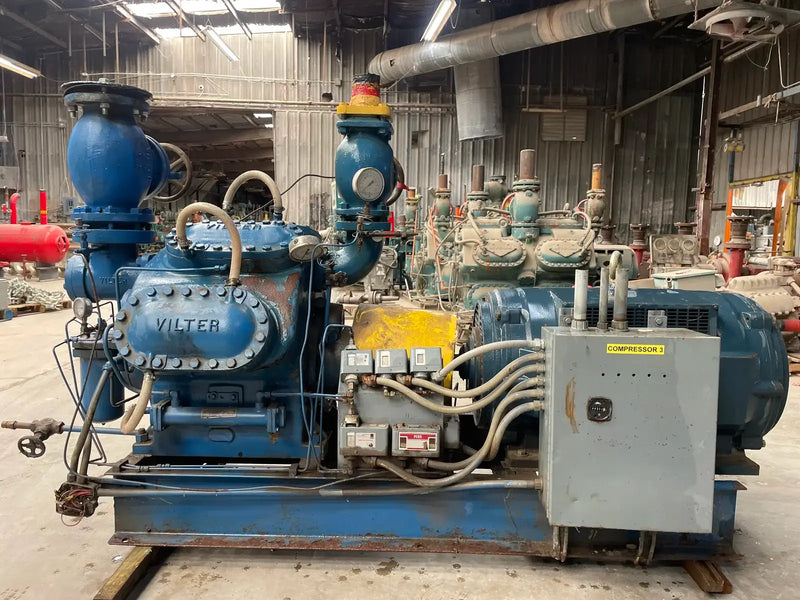 Vilter 458 8-Cylinder Reciprocating Compressor Package (150 HP 230/460 V, Direct Drive Driven)