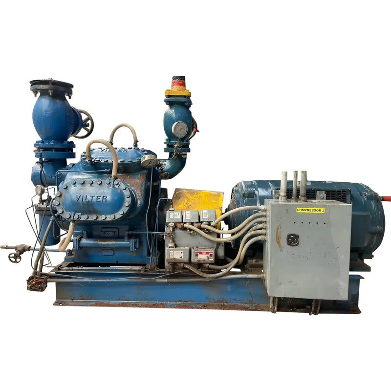 Vilter 458 8-Cylinder Reciprocating Compressor Package (150 HP 230/460 V, Direct Drive Driven)