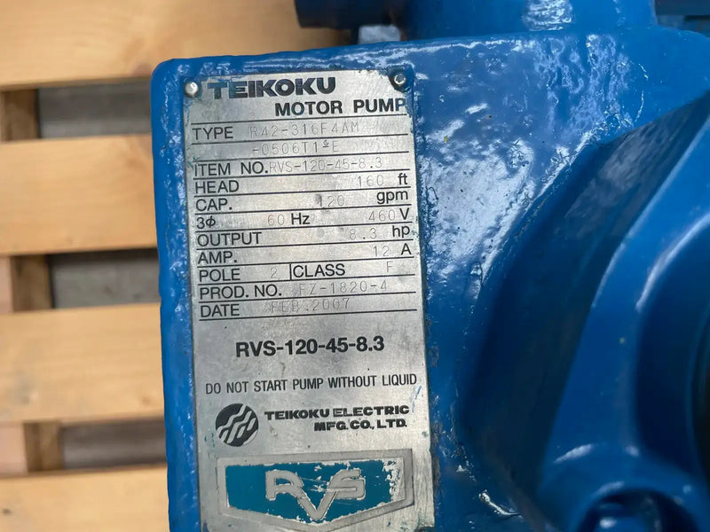 Teikoku R41-316F4AM-0506T1-E Centrifugal Pump (8.3 HP, 120 GPM Max)