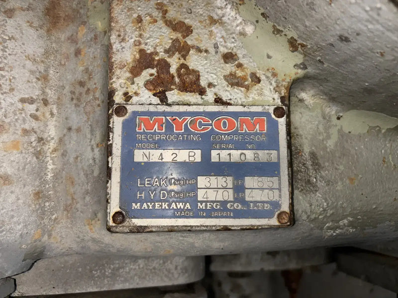 Mycom N62B 8-Cylinder Reciprocating Compressor Package (100 HP 230/460 V, Belt Driven)
