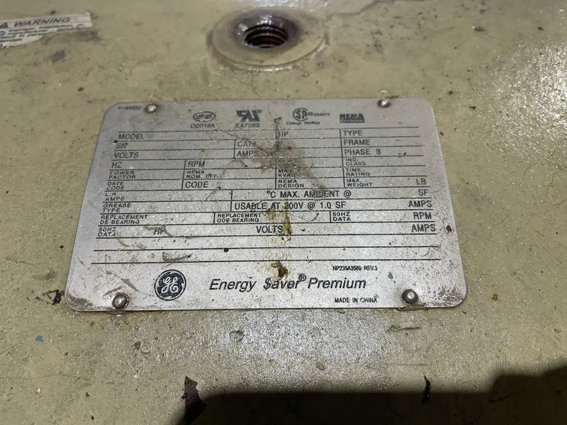 General Electric 5KS365ATE115A Electric Motor (100 Hp, 3570 RPM, 230/460 V)