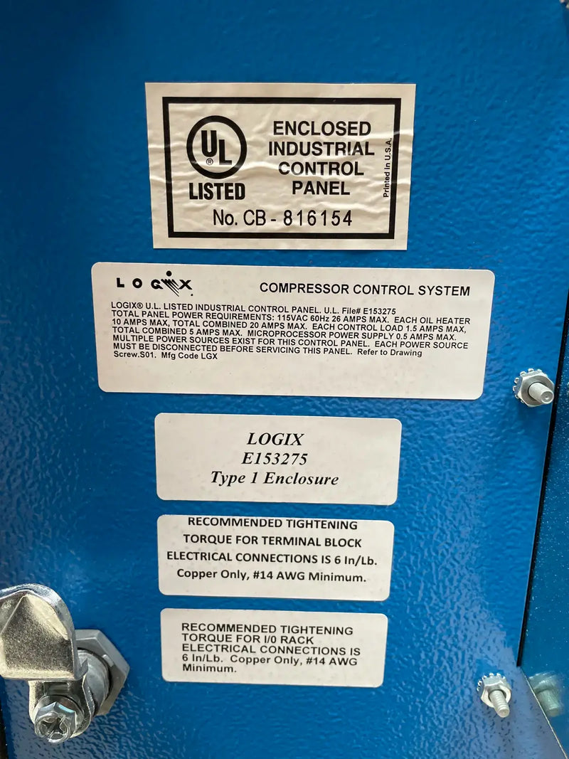 Paquete de compresor de tornillo rotativo Frick RWB-II-100B (Frick TDSH193S, 75 HP 230/460 V, panel de control Logix UL)