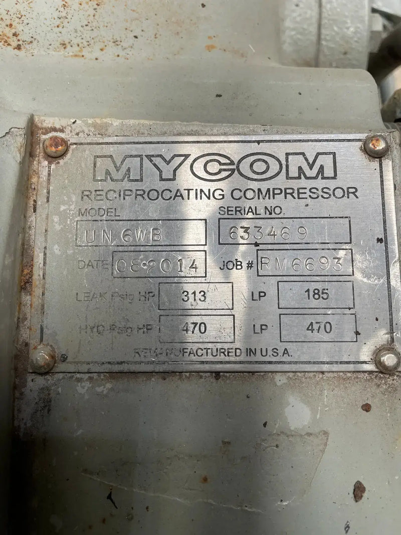 Mycom UN6WB 6-Cylinder Reciprocating Compressor Package (100 HP 230/460 V, Belt Driven)