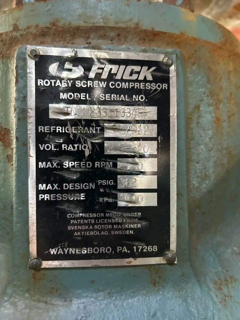 Paquete de compresor de tornillo rotativo Frick RWB-II-177H (Frick TDSH233S, 400 HP 460 V, panel de control micro Frick RWB-II Plus)