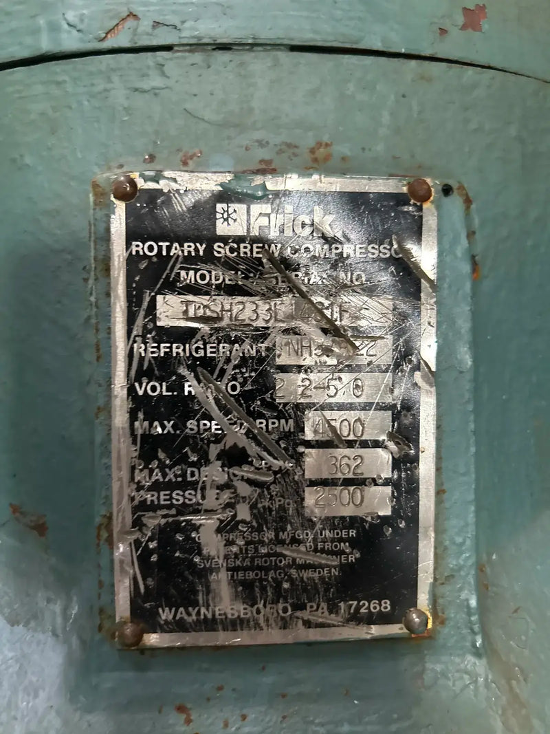 Paquete de compresor de tornillo rotativo Frick RWB-II-222E (Frick TDSH233L, 400 HP 460 V, panel de control micro Frick RWB-II)