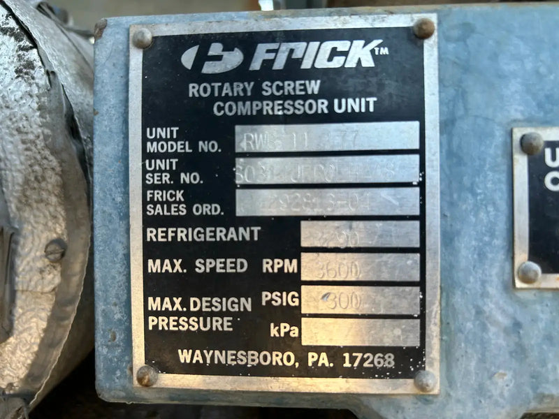Frick RWB-II-177 Rotary Screw Compressor Package (Frick TDSH233S, 300 HP 4000 V)