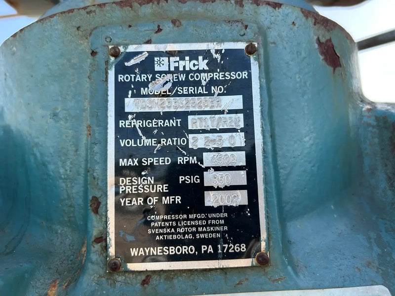 Frick RWB-II-177 Rotary Screw Compressor Package (Frick TDSH233S, 300 HP 4000 V)