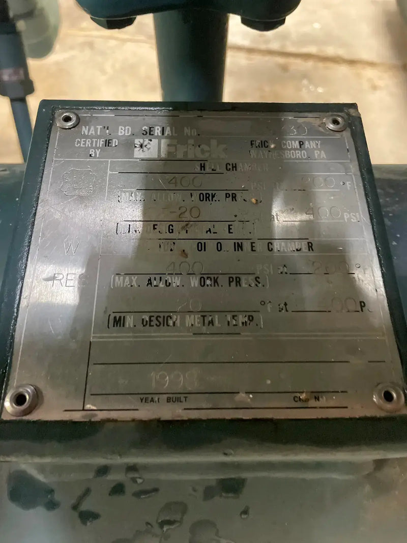 Paquete de compresor de tornillo rotativo Frick RDB 399B (Frick TDSL283L, 300 HP 460 V, panel de control micro)