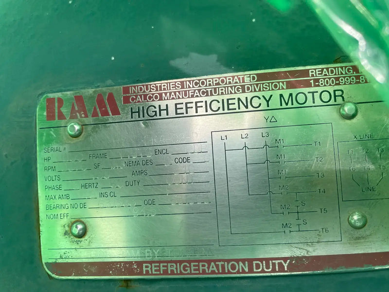 Motor eléctrico de Ram Industries (300 HP, 3570 RPM, 460 V)