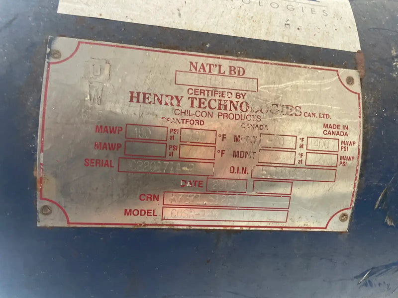 Henry Technologies COSR-140 Superseparador vertical de amoníaco (20 x 46 pulgadas, 80 galones)
