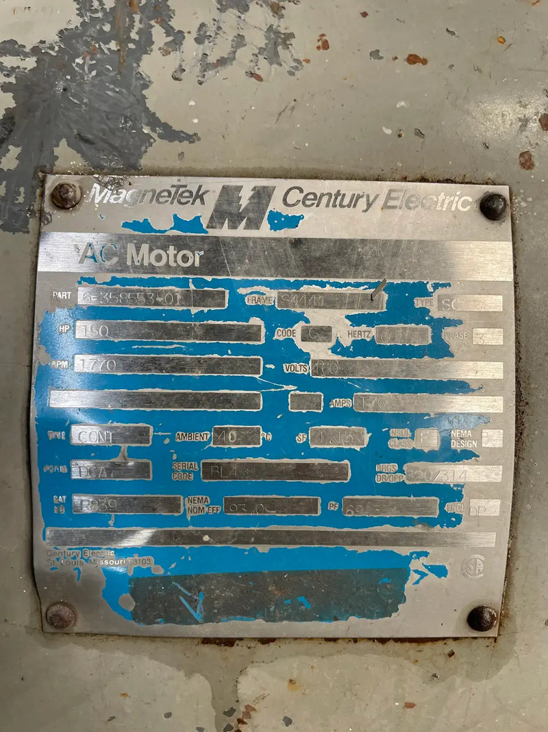 Magnetek Century AC Electric Motor (150 Hp, 1770 RPM, 460 Volts)