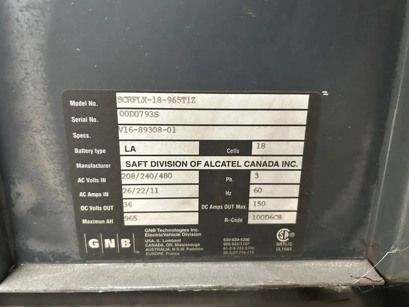 Cargador de batería SCRFLX-18-965T1Z de GNB Technologies