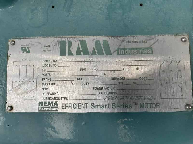 Ram Industries Efficient Smart Series Electric Motor (175 HP, 3555 RPM, 460 Volt)