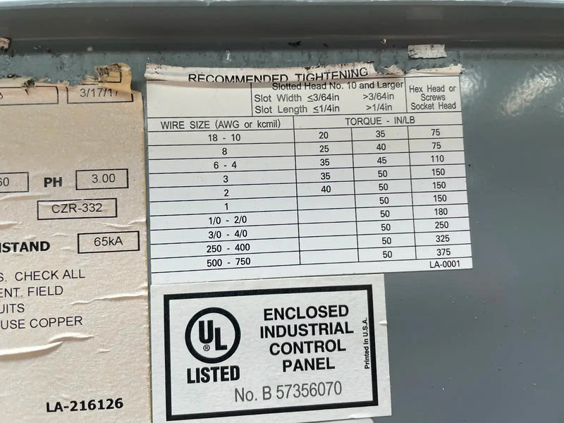 Ram Industries Screw Compressor Motor Starter (300 Hp, 460 Volt, 60 Hz)