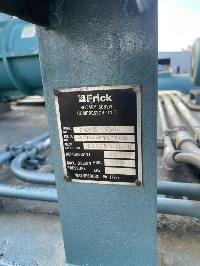 Compresor de tornillo rotativo Frick RWB-II-496V (Frick TDSH355S, 500 HP, 4160 V)