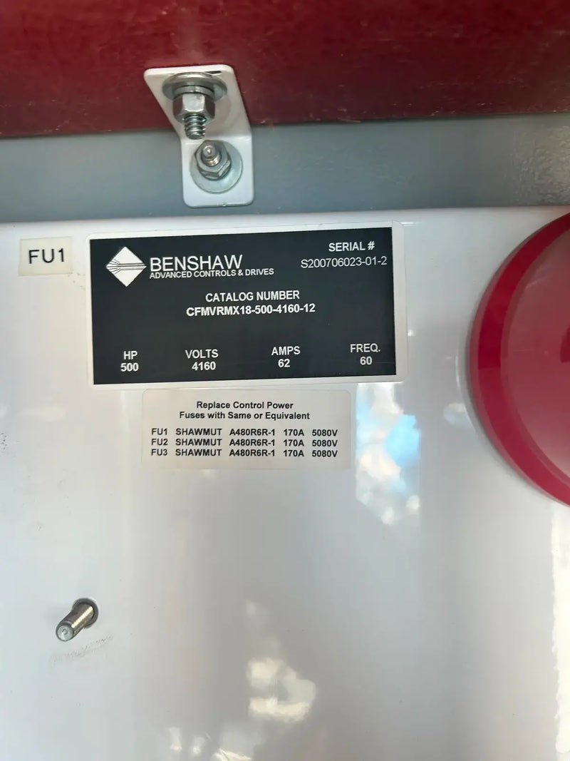 Arrancador de motor suave para compresor de tornillo Benshaw CFMVRMX18-500-4160-12 (500 HP, 4160 V, 60 Hz)