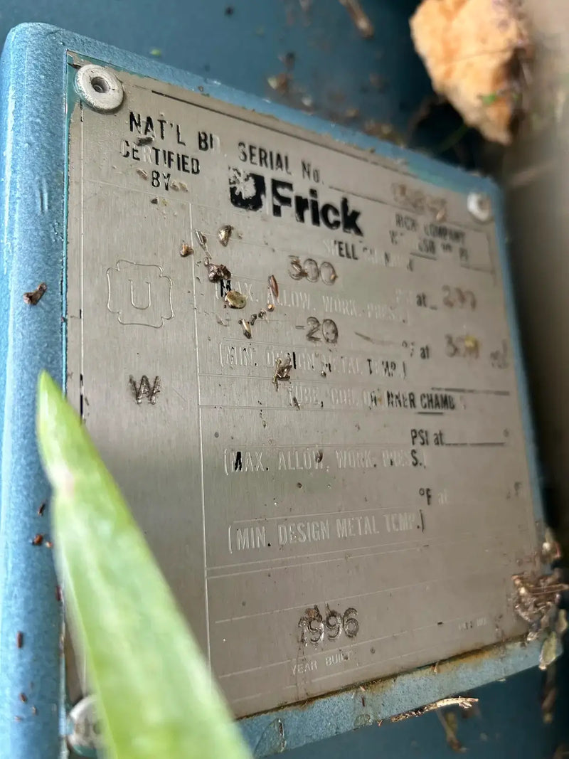 Frick Vertical Ammonia Oil Separator (40in X 90in. 635 Gallons)
