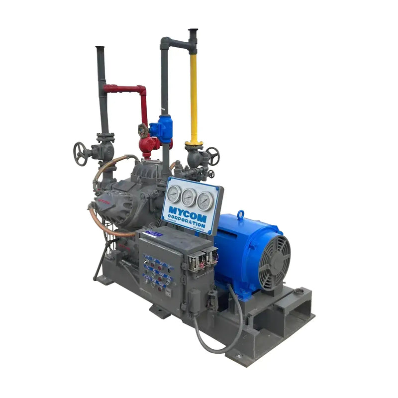 Mycom N42A 6-Cylinder Reciprocating Compressor Package (30 HP 36.7 V, Belt Driven)