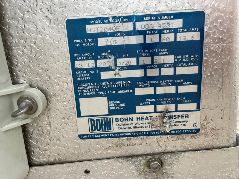 Bohn HGT2040F Freon Evaporator Coil- 6 Fans (Medium Temperature)
