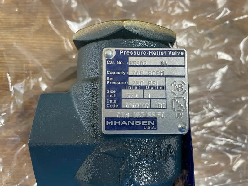 Hansen Refrigerant Pressure -Relief Valve (Ammonia, 250 PSIG)