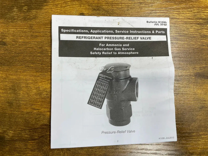Hansen Refrigerant Pressure -Relief Valve (Ammonia, 250 PSIG
