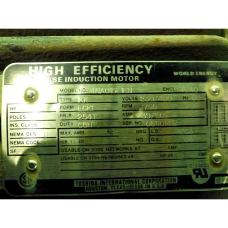 Toshiba Fan Motors - 15 HP