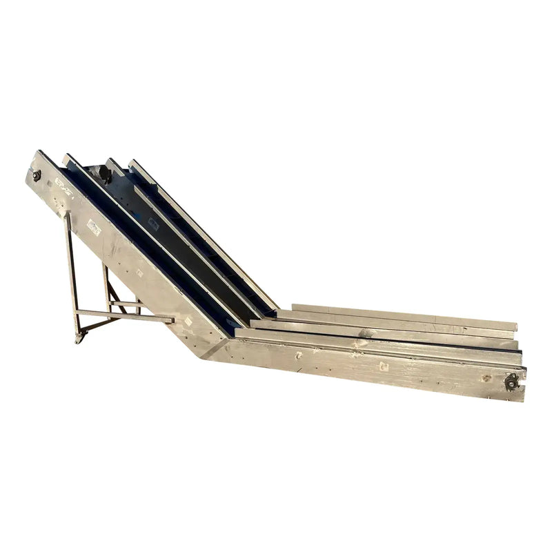 Cinta transportadora con listones de descarga inclinada portátil (12" ancho x 156" largo)