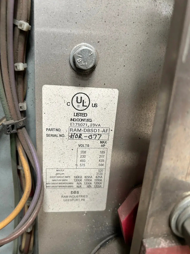 Ram Industries Screw Compressor Motor Starter (350 Hp, 460 Volt, 60 Hz)