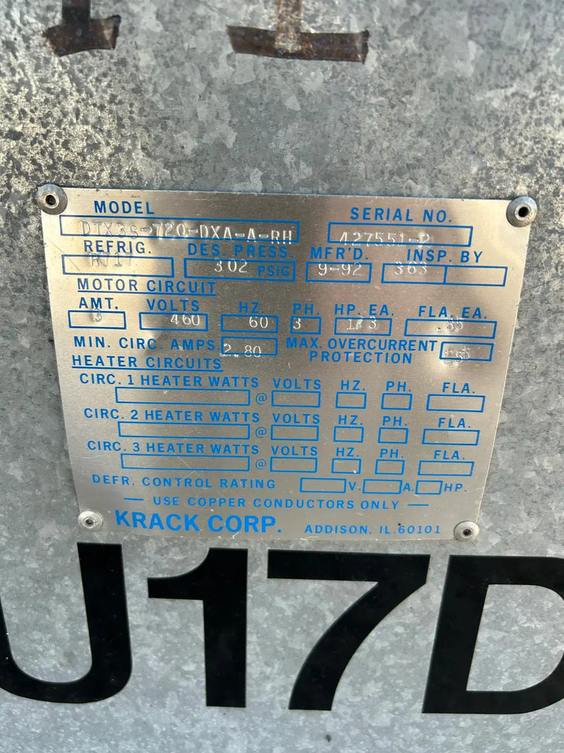 Krack DTX3S-720-DXA-A-RH Ammonia Evaporator Coil - 6 TR, 3 Fans (Low Temperature)