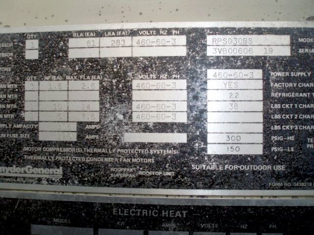 1990 McQuay Roof Mounted Air Conditioner – 30 Tons McQuay 