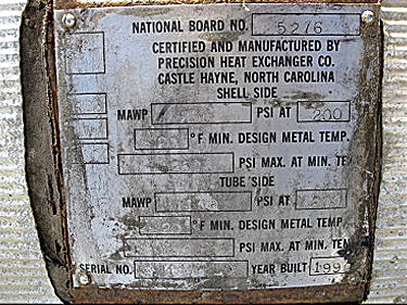 1990 Precision Heat Exchanger Co. Products Chiller with Surge Drum – 456 Sq. Ft. Precision Heat Exchanger Co. 