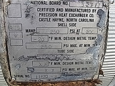 1990 Precision Heat Exchanger Co. Products Chiller with Surge Drum – 456 Sq. Ft. Precision Heat Exchanger Co. 