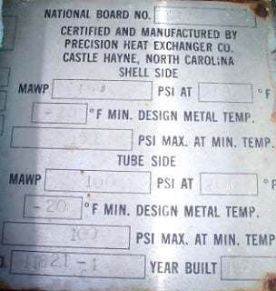 1990 Precision Heat Exchanger Co. Tube Chiller with Surge Drum Precision Heat Exchanger Co. 
