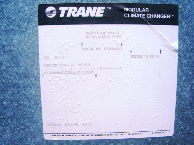 1992 Trane Modular Climate Changer® Air Handler – 30 Tons Trane 