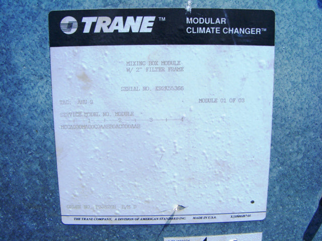 1992 Trane Modular Climate Changer® Air Handler – 30 Tons Trane 
