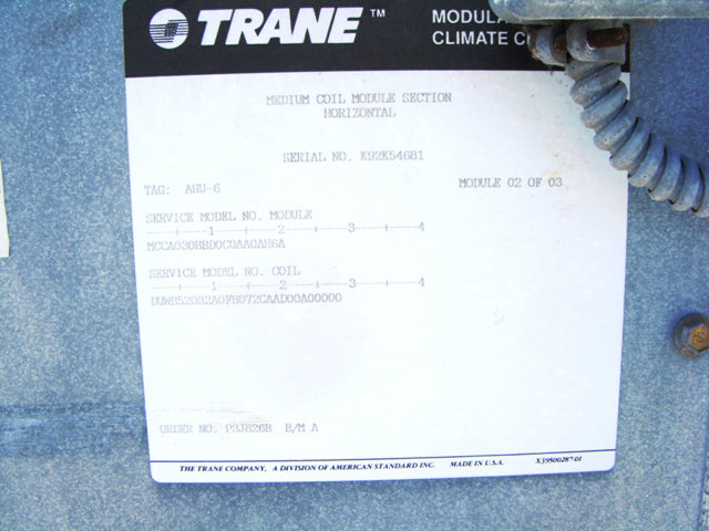1992 Trane Modular Climate Changer® Air Handler – 30 Tons Trane 