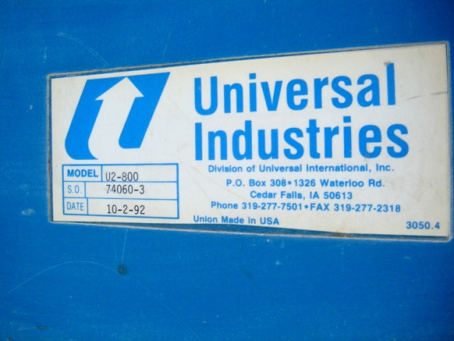 1992 Universal International, Inc. / Universal Industries Vertical Bucket Elevator Universal International, Inc. / Universal Industries 