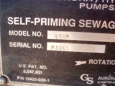 1993 Aurora / Hydromatic Self-Priming Sewage and Trash Pump Aurora / Hydromatic Pumps, Inc. 