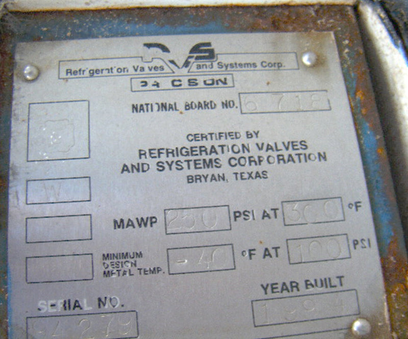 1994 RVS Vertical Ammonia Recirculator - 60 in. dia. x 12 ft. H RVS 