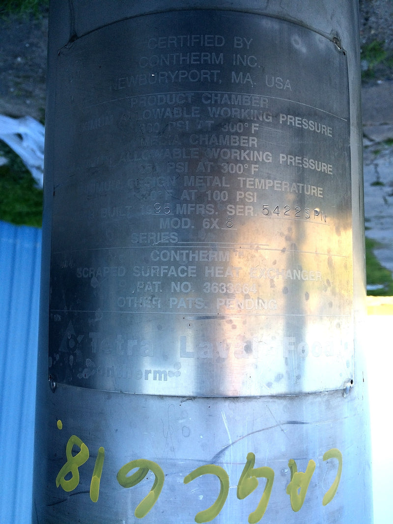 1995 Contherm Heat Exchanger Barrel - 6x6 Alfa Laval 