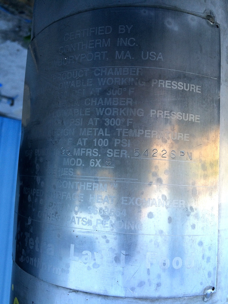 1995 Contherm Heat Exchanger Barrel - 6x6 Alfa Laval 