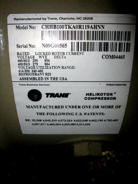 1997 Trane Air Cooled Liquid Chiller- 215 Tons Trane 